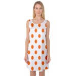 Polka Dots - Safety Orange on White Sleeveless Satin Nightdress