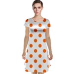 Polka Dots - Safety Orange on White Cap Sleeve Nightdress
