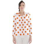 Polka Dots - Safety Orange on White Wind Breaker (Women)