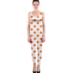 Polka Dots - Safety Orange on White OnePiece Catsuit