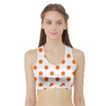 Polka Dots - Safety Orange on White Women s Sports Bra with Border