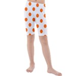 Polka Dots - Safety Orange on White Kid s Mid Length Swim Shorts