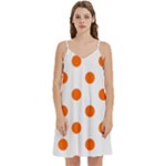 Polka Dots - Safety Orange on White Women s Reversible Sports Bra with Border