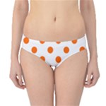 Polka Dots - Safety Orange on White Hipster Bikini Bottoms