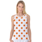 Polka Dots - Safety Orange on White Women s Basketball Tank Top