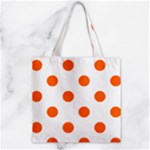 Polka Dots - Safety Orange on White Zipper Grocery Tote Bag
