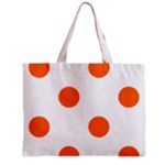 Polka Dots - Safety Orange on White Zipper Mini Tote Bag