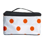 Polka Dots - Safety Orange on White Cosmetic Storage Case