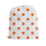 Polka Dots - Safety Orange on White Drawstring Pouch (XXl)