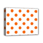 Polka Dots - Safety Orange on White Deluxe Canvas 14  x 11  (Stretched)