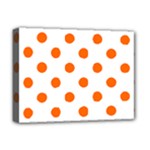 Polka Dots - Safety Orange on White Deluxe Canvas 16  x 12  (Stretched)