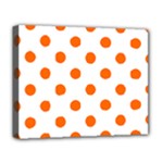 Polka Dots - Safety Orange on White Deluxe Canvas 20  x 16  (Stretched)