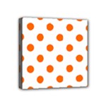 Polka Dots - Safety Orange on White Mini Canvas 4  x 4  (Stretched)