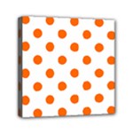 Polka Dots - Safety Orange on White Mini Canvas 6  x 6  (Stretched)