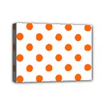 Polka Dots - Safety Orange on White Mini Canvas 7  x 5  (Stretched)