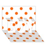 Polka Dots - Safety Orange on White BOY 3D Greeting Card (7x5)