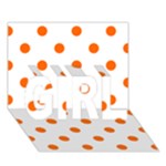 Polka Dots - Safety Orange on White GIRL 3D Greeting Card (7x5)