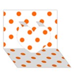 Polka Dots - Safety Orange on White Heart 3D Greeting Card (7x5)