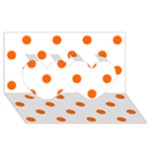 Polka Dots - Safety Orange on White Twin Hearts 3D Greeting Card (8x4)