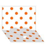 Polka Dots - Safety Orange on White Heart Bottom 3D Greeting Card (7x5)