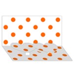 Polka Dots - Safety Orange on White Twin Heart Bottom 3D Greeting Card (8x4)
