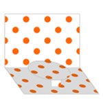 Polka Dots - Safety Orange on White Circle Bottom 3D Greeting Card (7x5)