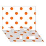 Polka Dots - Safety Orange on White LOVE Bottom 3D Greeting Card (7x5)