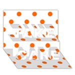 Polka Dots - Safety Orange on White TAKE CARE 3D Greeting Card (7x5)