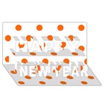 Polka Dots - Safety Orange on White Happy New Year 3D Greeting Card (8x4)