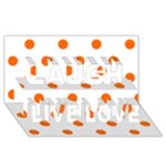 Polka Dots - Safety Orange on White Laugh Live Love 3D Greeting Card (8x4)