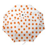 Polka Dots - Safety Orange on White Folding Umbrella