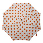 Polka Dots - Safety Orange on White Hook Handle Umbrella (Large)