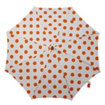 Polka Dots - Safety Orange on White Hook Handle Umbrella (Small)