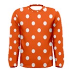 Polka Dots - White on Tangelo Orange Men s Long Sleeve T-shirt