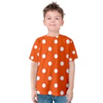 Polka Dots - White on Tangelo Orange Kid s Cotton Tee