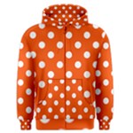 Polka Dots - White on Tangelo Orange Men s Zipper Hoodie