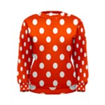 Polka Dots - White on Tangelo Orange Women s Sweatshirt