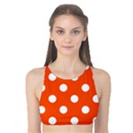 Polka Dots - White on Tangelo Orange Tank Bikini Top