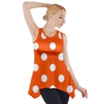 Polka Dots - White on Tangelo Orange Side Drop Tank Tunic