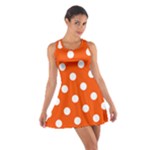 Polka Dots - White on Tangelo Orange Cotton Racerback Dress