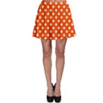 Polka Dots - White on Tangelo Orange Skater Skirt