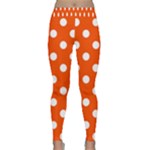 Polka Dots - White on Tangelo Orange Yoga Leggings