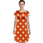 Polka Dots - White on Tangelo Orange Cap Sleeve Nightdress