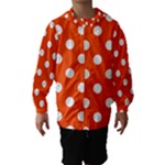 Polka Dots - White on Tangelo Orange Hooded Wind Breaker (Kids)