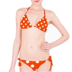 Polka Dots - White on Tangelo Orange Bikini Set