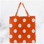 Polka Dots - White on Tangelo Orange Grocery Tote Bag