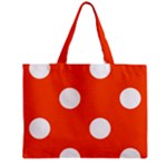 Polka Dots - White on Tangelo Orange Zipper Mini Tote Bag