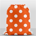 Polka Dots - White on Tangelo Orange Drawstring Bag (Small)