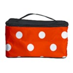 Polka Dots - White on Tangelo Orange Cosmetic Storage Case