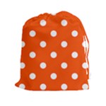 Polka Dots - White on Tangelo Orange Drawstring Pouch (XXl)